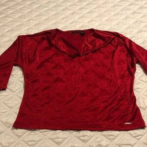Tahari Red Cowl Neck 3/4 Sleeve Top Women’s Large